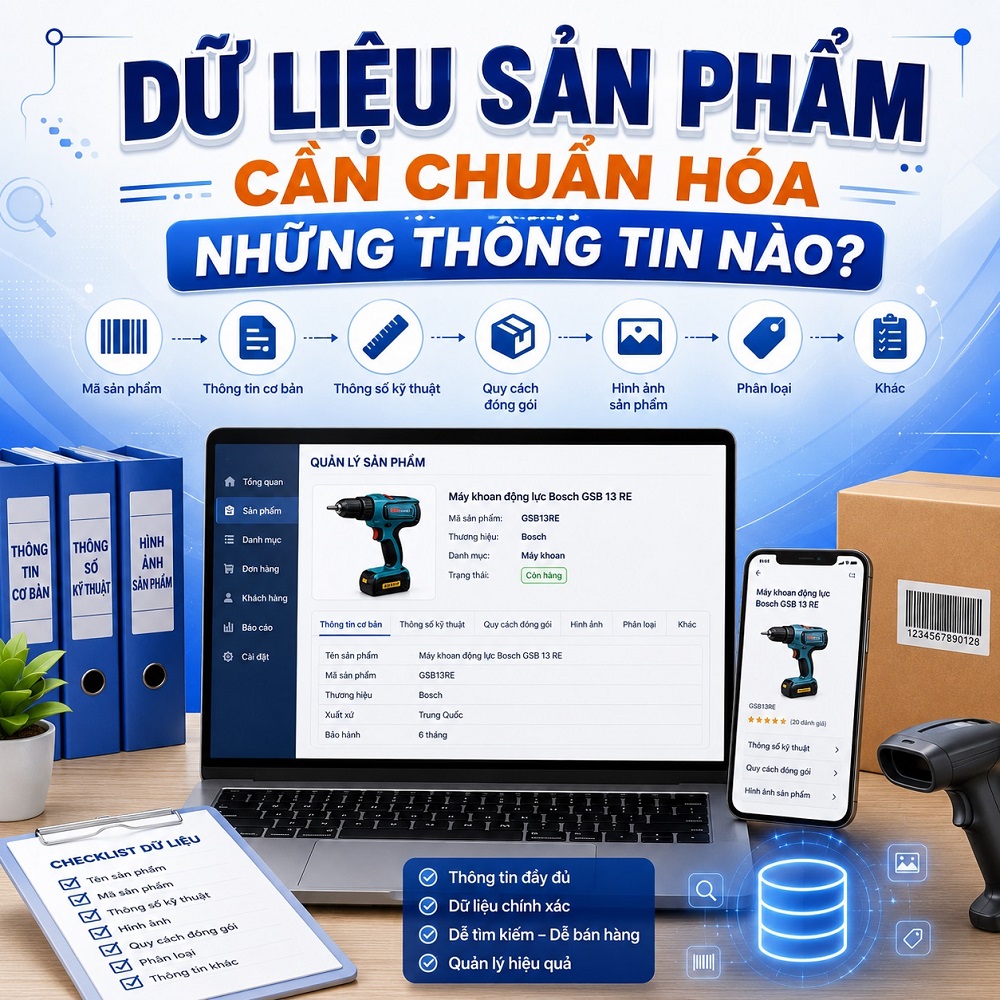 Dữ liệu sản phẩm cần chuẩn hóa những thông tin nào?